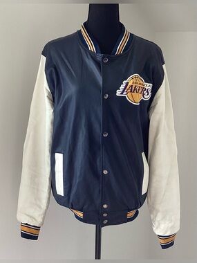 Los Angeles Lakers Varsity Jacket Retro faux leather Streetwear women's Medium